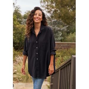 Frank & Eileen Black Button-Up Relaxed Blouse